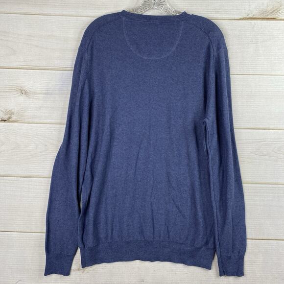 Lachlan Sweater Mens L Blue British Inspired V Neck Pullover 100% Cotton NWT - Picture 8 of 8